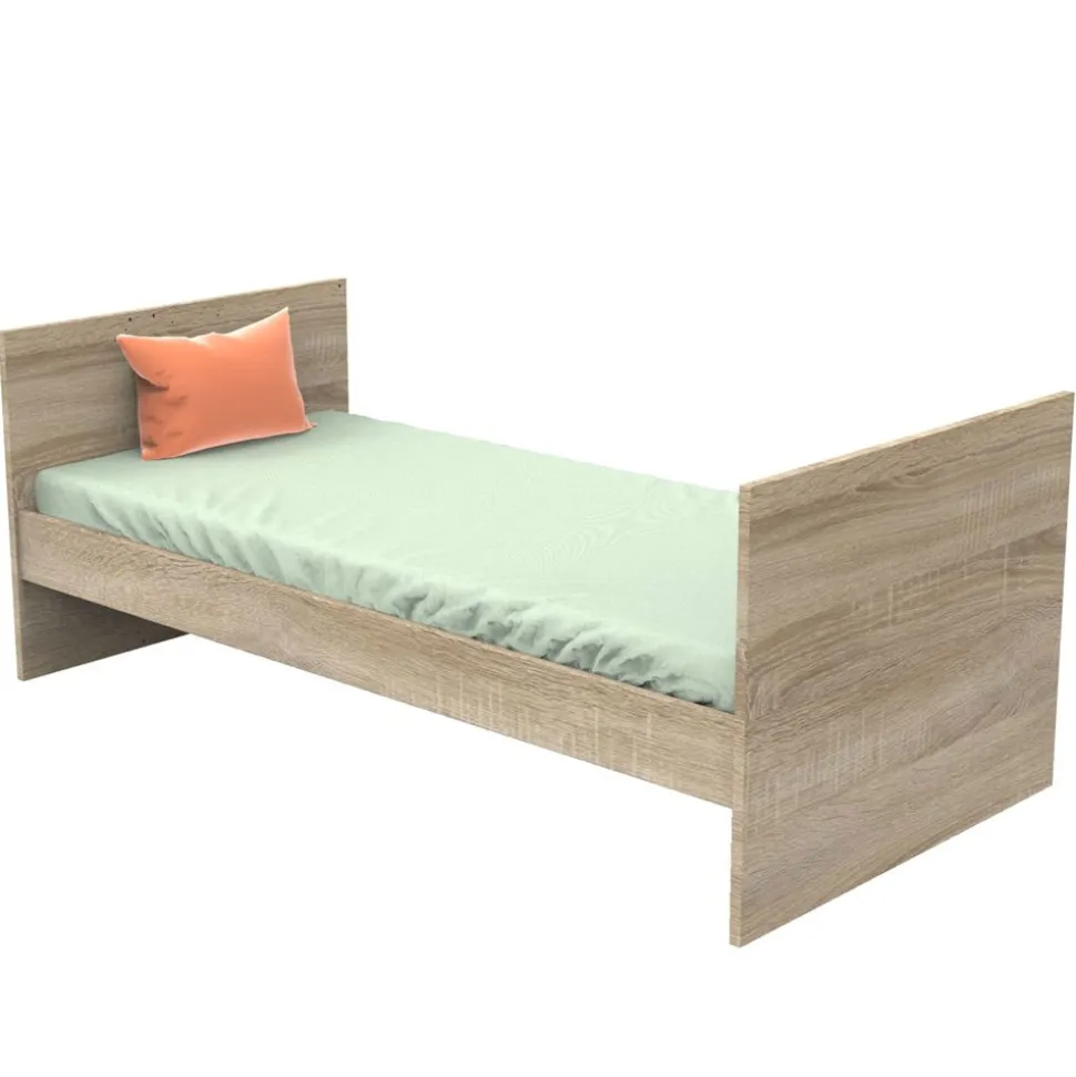 Chambre trio lit combiné évolutif70x140en140x190+commode+armoire nova argile douce