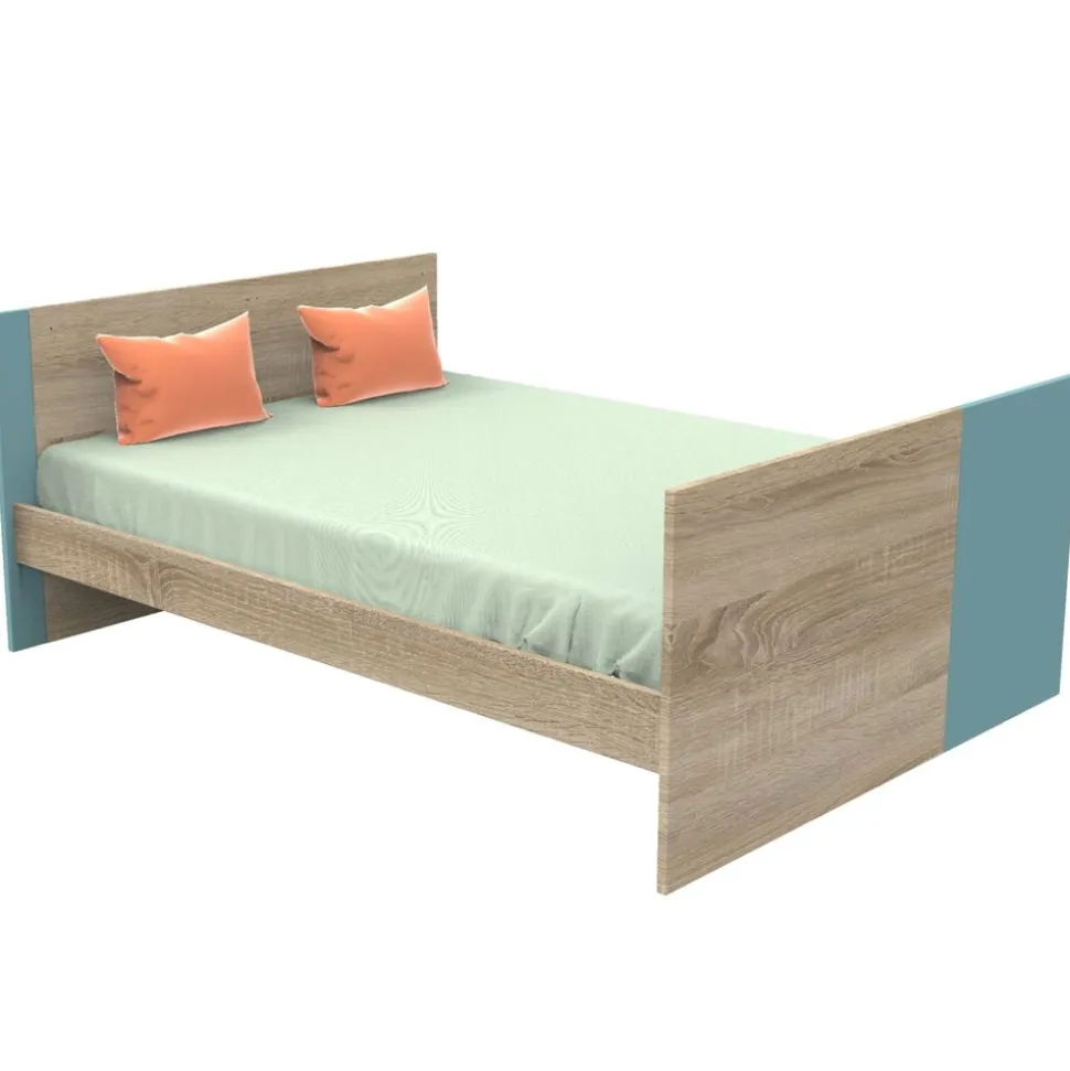 Chambre trio lit combiné évolutif70x140en140x190+commode+armoire nova argile douce