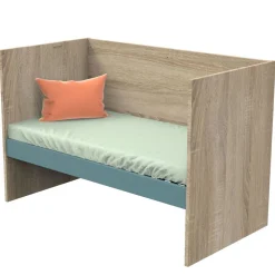 Chambre trio lit combiné évolutif70x140en140x190+commode+armoire nova argile douce