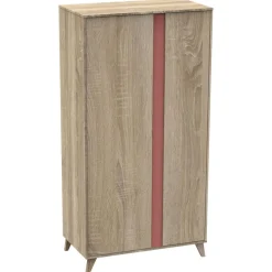 Chambre trio lit combiné évolutif 70x140 en 140x190 + commode + armoire nova rose canyon