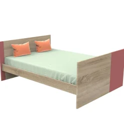 Chambre trio lit combiné évolutif 70x140 en 140x190 + commode + armoire nova rose canyon