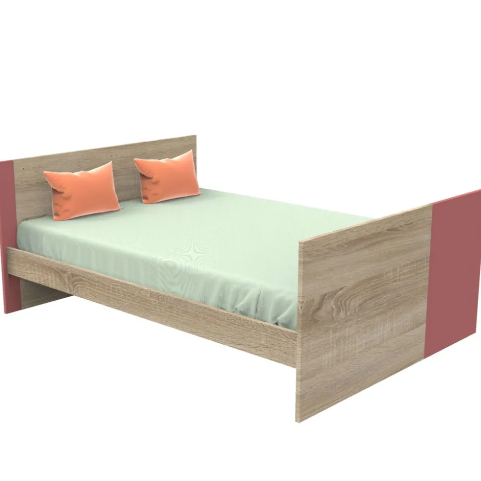 Chambre trio lit combiné évolutif 70x140 en 140x190 + commode + armoire nova rose canyon