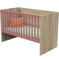 Chambre trio lit combiné évolutif 70x140 en 140x190 + commode + armoire nova rose canyon