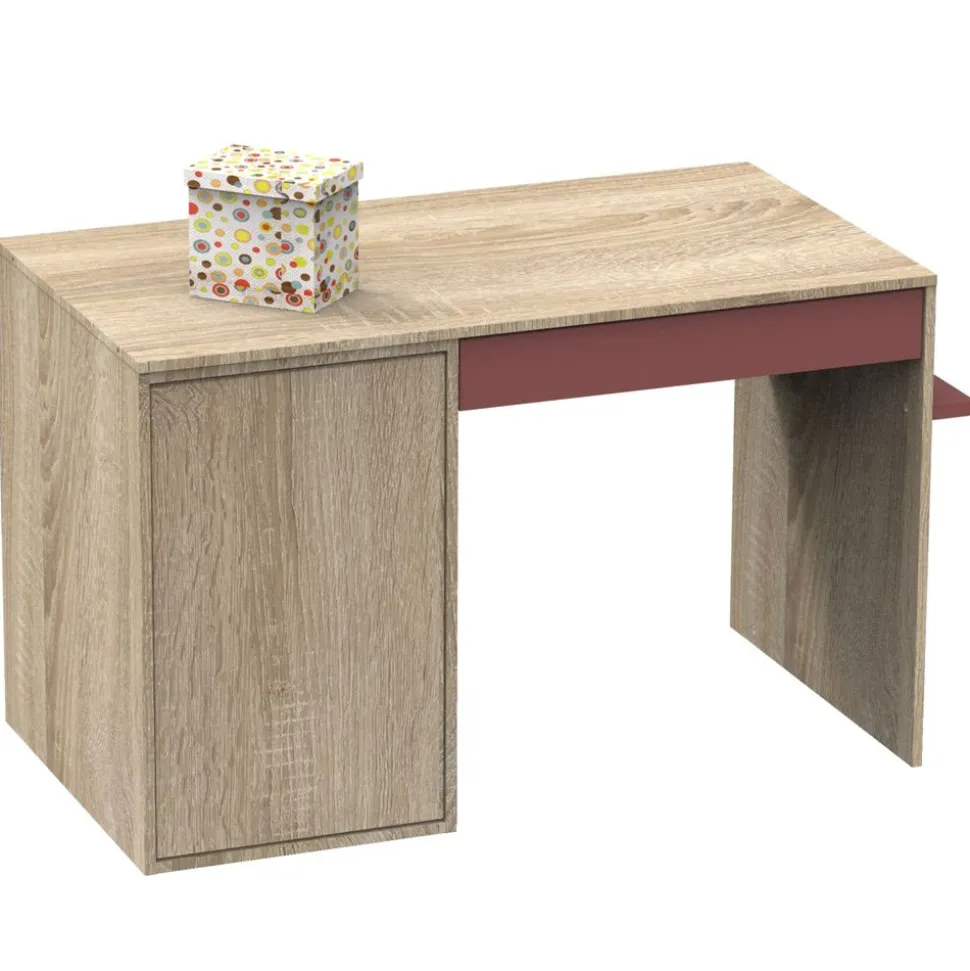 Chambre trio lit combiné évolutif 70x140 en 140x190 + commode + armoire nova rose canyon