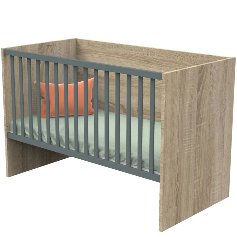 Chambre trio lit combiné évolutif 70x140 en 140x190 + commode + armoire nova gris volcan