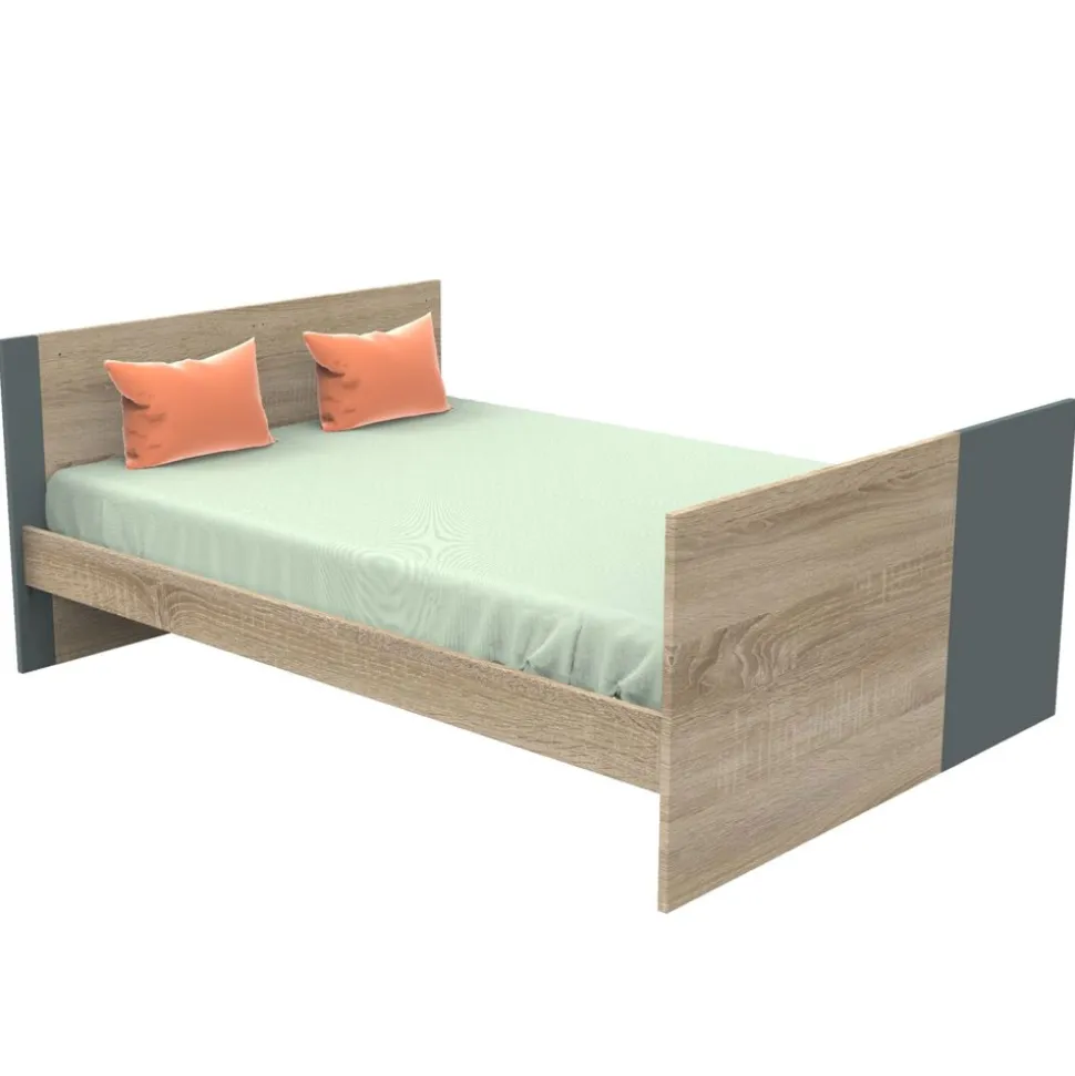 Chambre trio lit combiné évolutif 70x140 en 140x190 + commode + armoire nova gris volcan