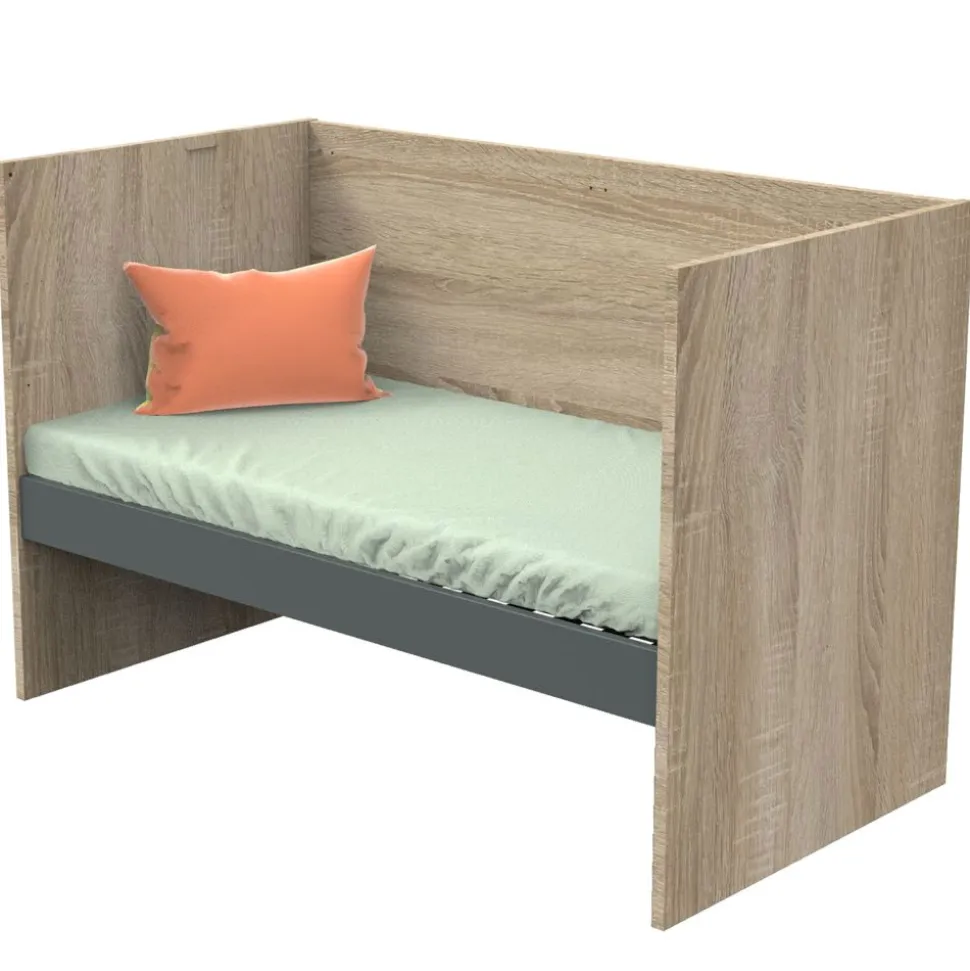 Chambre trio lit combiné évolutif 70x140 en 140x190 + commode + armoire nova gris volcan