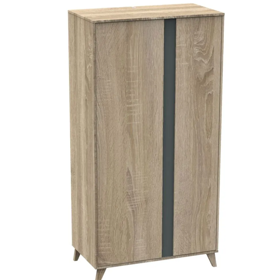 Chambre trio lit combiné évolutif 70x140 en 140x190 + commode + armoire nova gris volcan