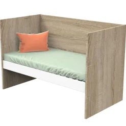 Chambre trio lit combiné évolutif 70x140en140x190 + commode + armoire nova blanc lin
