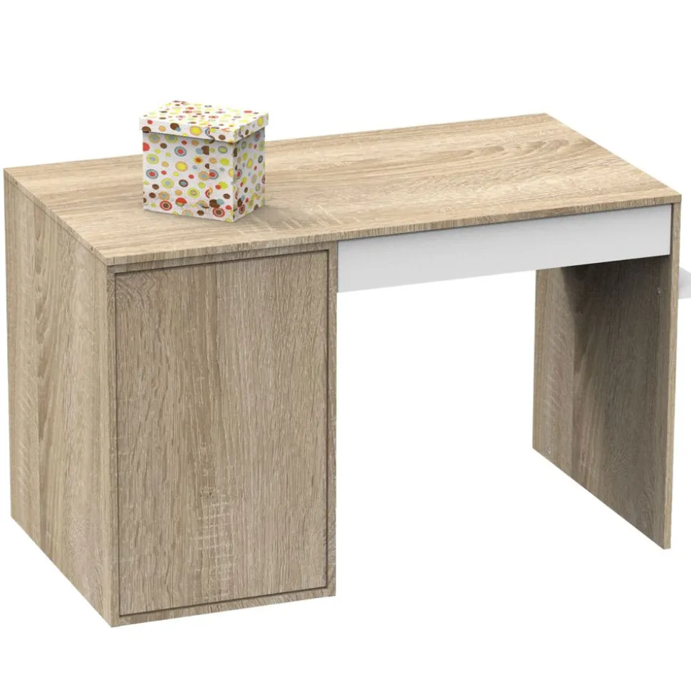 Chambre trio lit combiné évolutif 70x140en140x190 + commode + armoire nova blanc lin