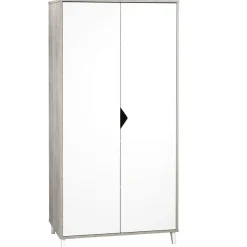 Chambre trio lit + commode + armoire scandi gris