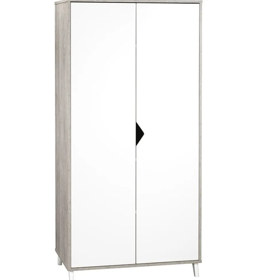 Chambre trio lit + commode + armoire scandi gris
