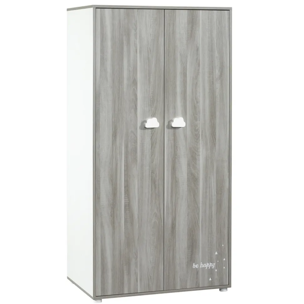 Chambre trio lit + commode + armoire smile chêne silex