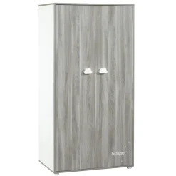 Chambre trio lit little big bed + commode + armoire smile chêne silex
