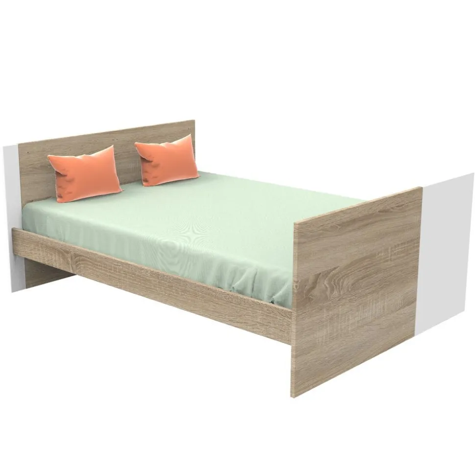 Chambre trio lit évolutif bébé combiné 70x140 cm en 140x200 cm + armoire + commode nova blanc lin