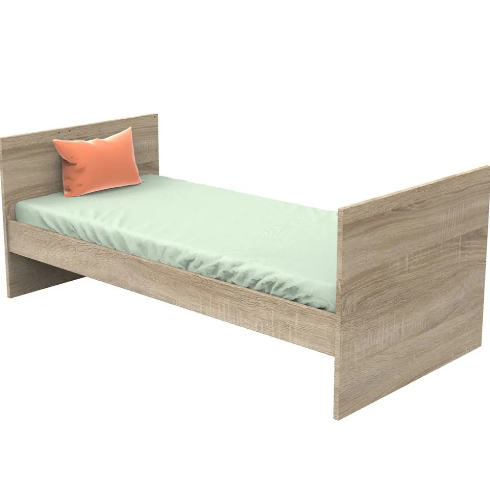 Chambre trio lit évolutif bébé combiné 70x140 cm en 140x200 cm + armoire + commode nova blanc lin