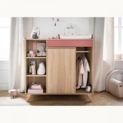 Chambre trio lit 70x140 + commode + armoire nova rose canyon