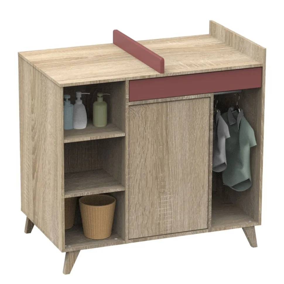 Chambre trio lit 70x140 + commode + armoire nova rose canyon