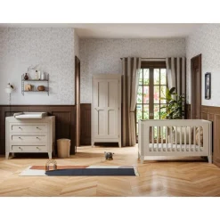 Chambre trio lit 70x140 + commode + armoire sable beige - collection milenne