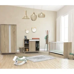 Chambre trio lit 70x140 + commode + armoire nova blanc lin