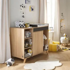 Chambre trio lit 70x140 + commode + armoire nova gris volcan