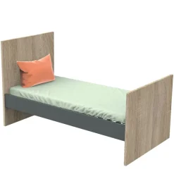 Chambre trio lit 70x140 + commode + armoire nova gris volcan