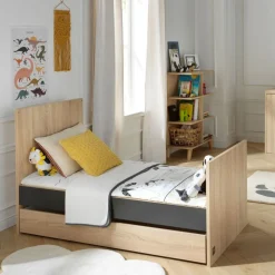 Chambre trio lit 70x140 + commode + armoire nova gris volcan