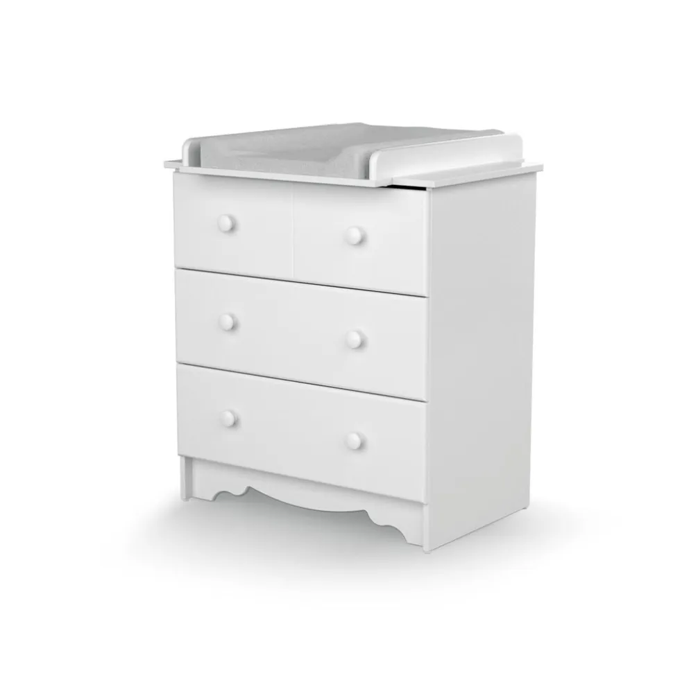 Chambre trio marelle lit 60x120 cm + commode à langer + armoire blanc