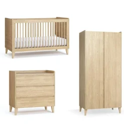 Chambre trio muve chêne lit 70x140 cm + commode + armoire 2 portes