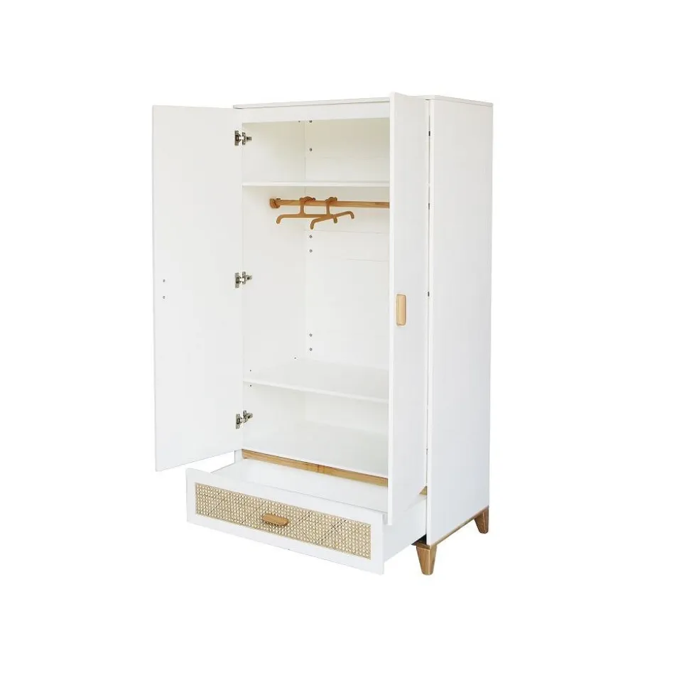 Chambre trio nami neige lit 60x120 cm + commode + armoire