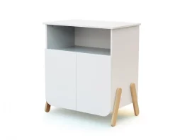 Chambre trio pirate lit 70x140 cm + meuble à langer + armoire blanc et hêtre verni