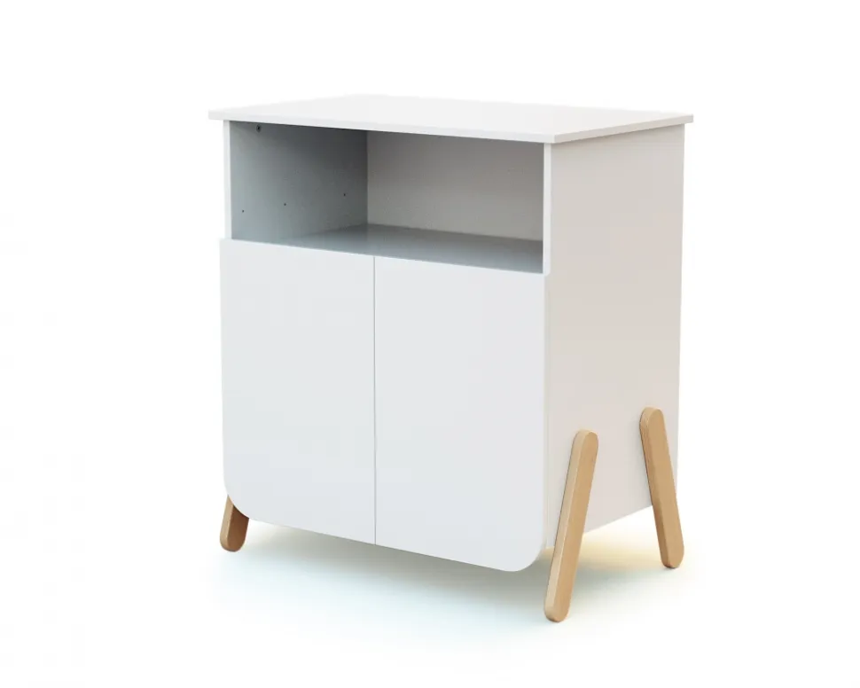 Chambre trio pirate lit 70x140 cm + meuble à langer + armoire blanc et hêtre verni