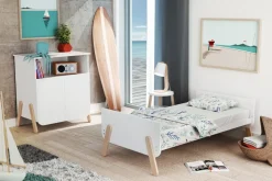 Chambre trio pirate lit 70x140 cm + meuble à langer + armoire blanc et hêtre verni