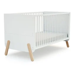 Chambre trio pirate lit 70x140 cm + meuble à langer + armoire blanc et hêtre verni