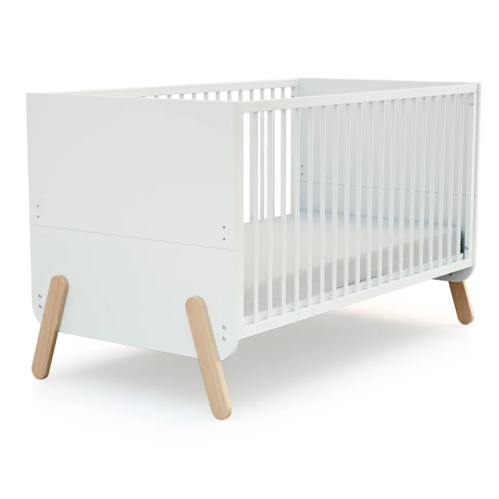 Chambre trio pirate lit 70x140 cm + meuble à langer + armoire blanc et hêtre verni