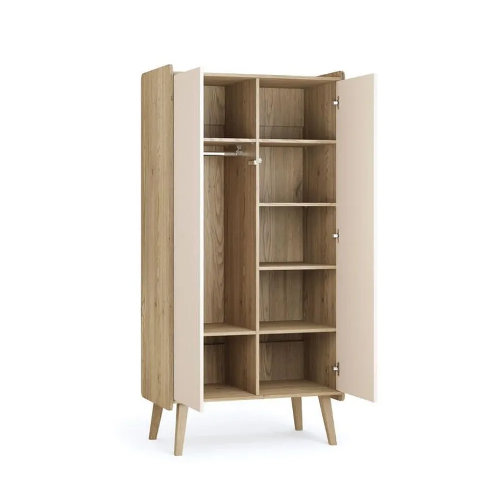 Chambre trio vintage fresh beige lit 60x120 cm + commode + armoire 2 portes