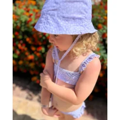 Chapeau anti uv léopard lila - 4-8 ans