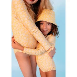 Chapeau anti uv réversible - 0-1 an fleurs jaunes