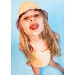 Chapeau anti uv réversible - 2-4 ans fleurs jaunes
