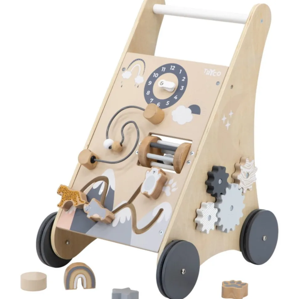 Chariot d'activités et de marche 12 mois et + avec cubes en bois