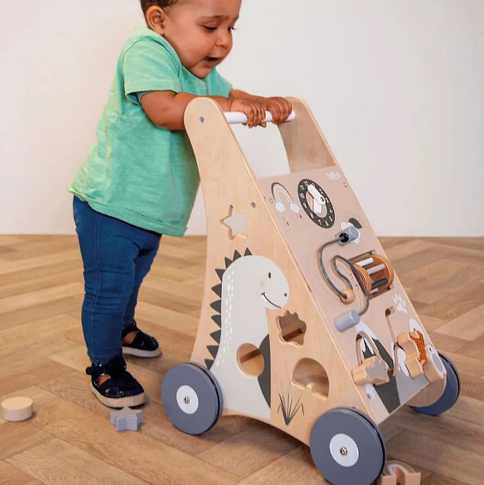 Chariot d'activités et de marche 12 mois et + avec cubes en bois