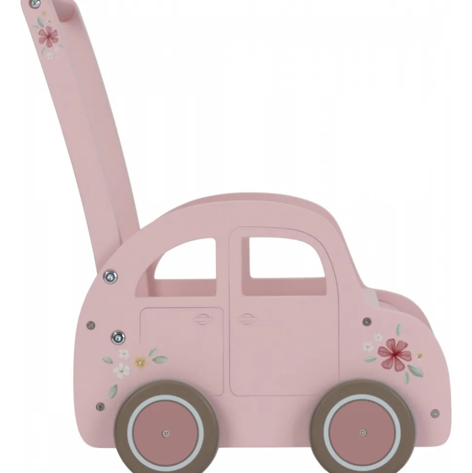 Chariot voiture en bois fsc - rose