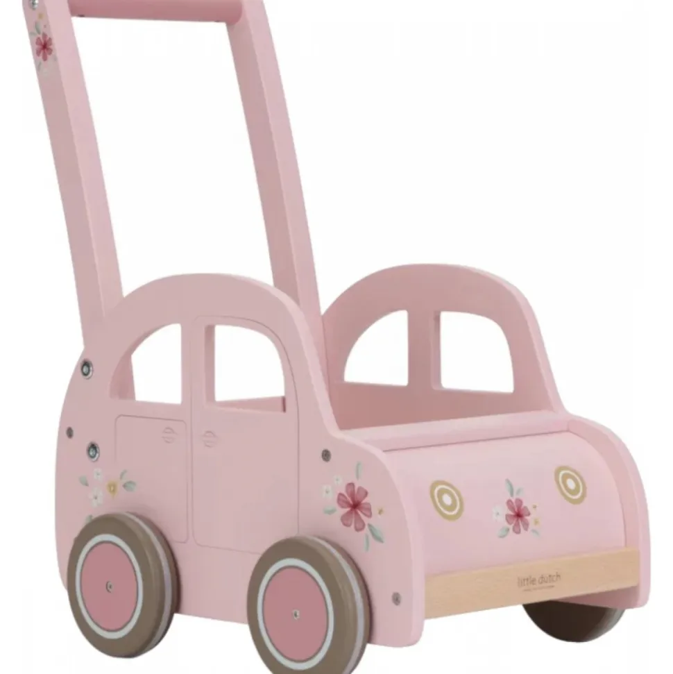 Chariot voiture en bois fsc - rose