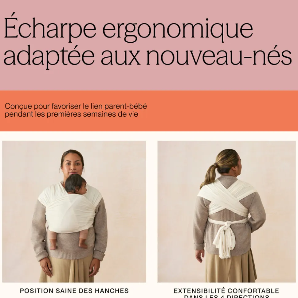 Écharpe de portage aura en tissu tricoté camel