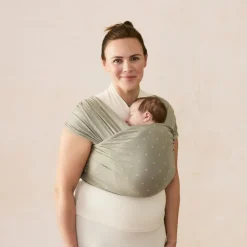 Écharpe de portage aura en tissu tricoté olive diamonds
