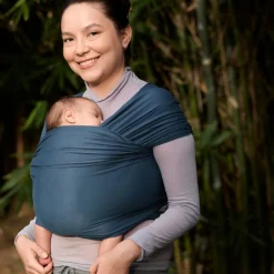 Écharpe de portage aura en tissu tricoté bleu nuit