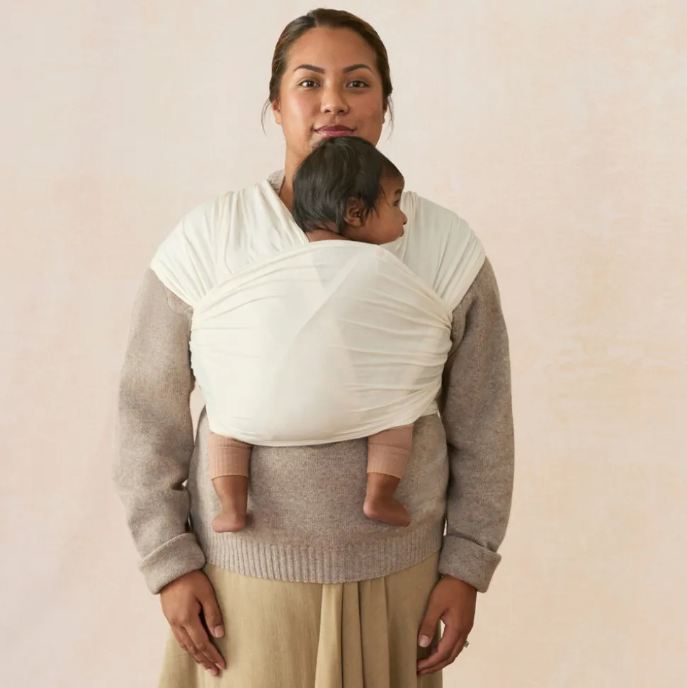 Écharpe de portage aura en tissu tricoté crème