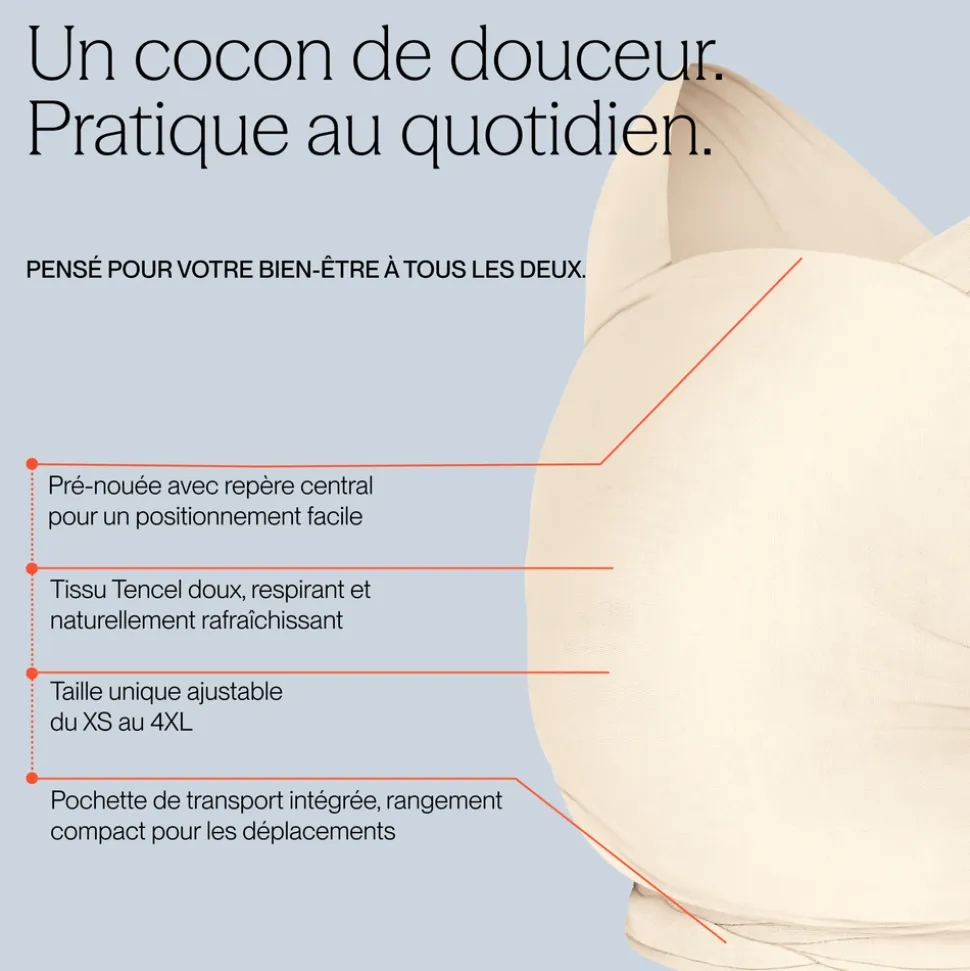 Écharpe de portage aura en tissu tricoté crème