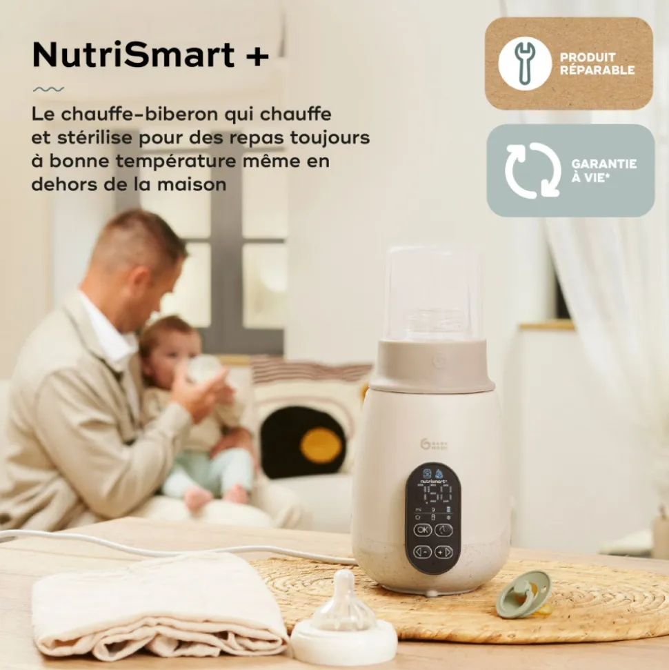 Chauffe biberon stérilisateur nomade nutrismart+ mineral beige
