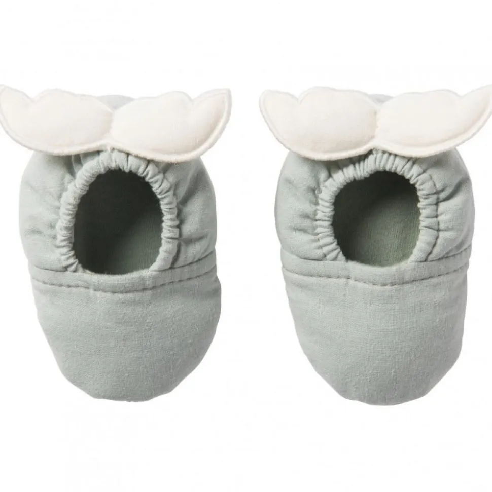 Chaussons ailes d'ange 0-6 mois vert de gris